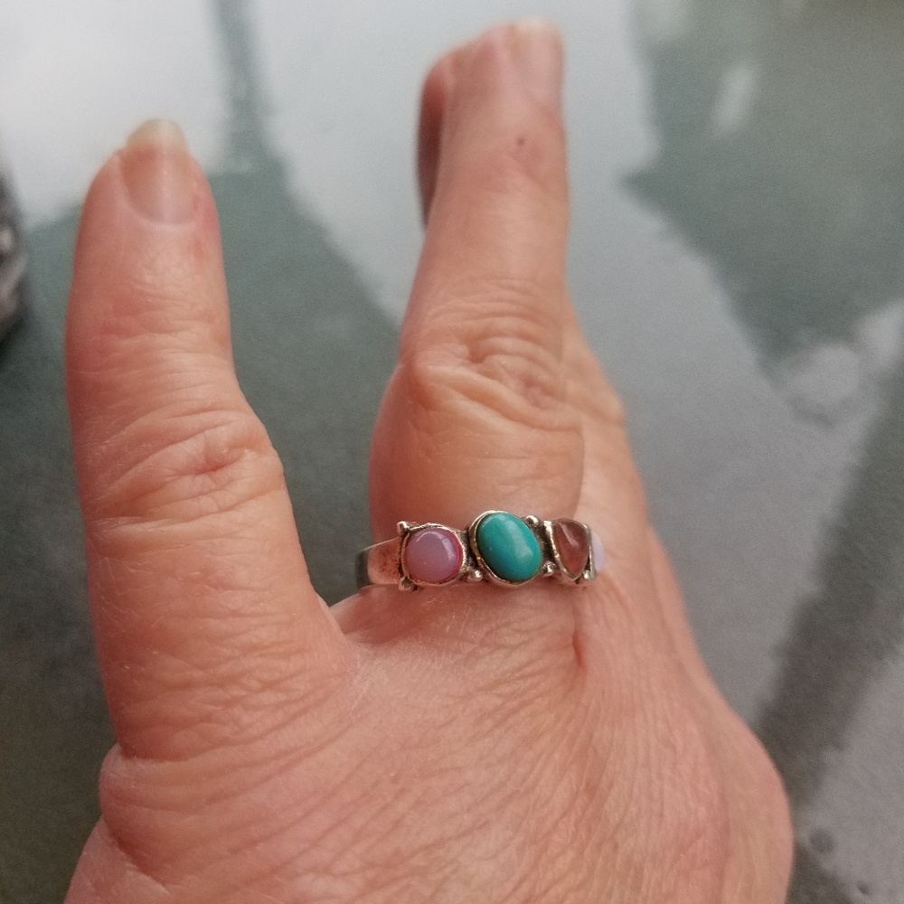 Sterling Silver Five Gemstone Ring - image 6